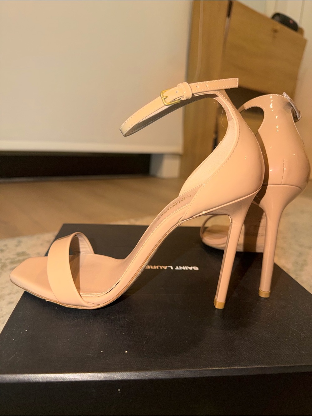 Saint Laurent Vernice Chiffon Sandals in Nude - Picture 2 of 3